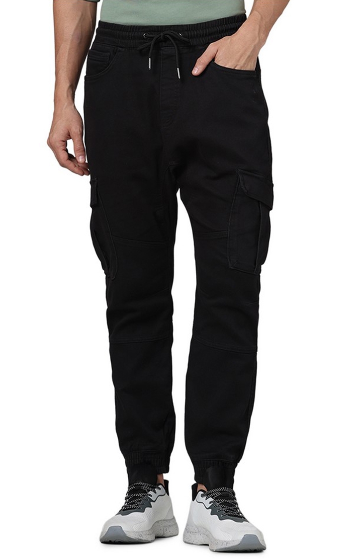 celio | Celio Men Black Solid Relaxed Fit Cotton Jeans