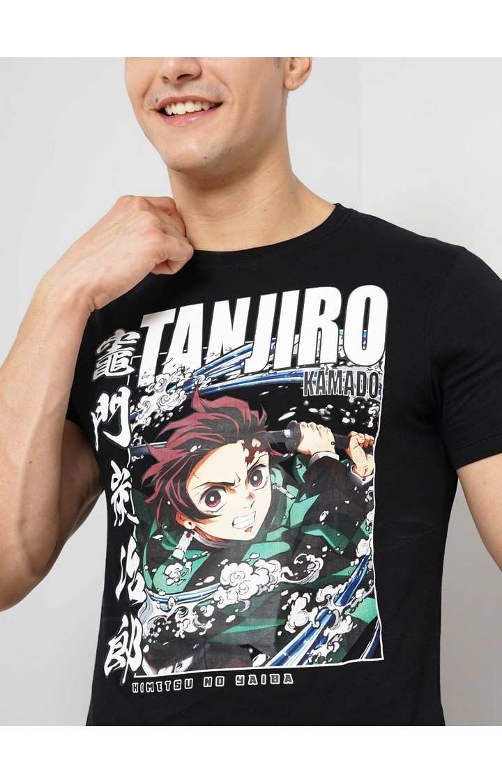 Demon Slayer - Black Round Neck Short Sleeves Cotton Tshirt XXS
