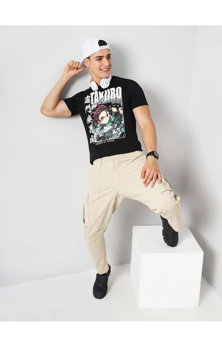 Demon Slayer - Black Round Neck Short Sleeves Cotton Tshirt XXS
