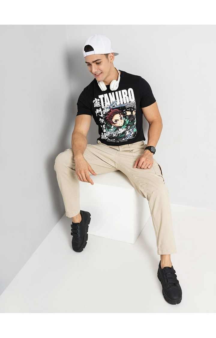 Demon Slayer - Black Round Neck Short Sleeves Cotton Tshirt XXS