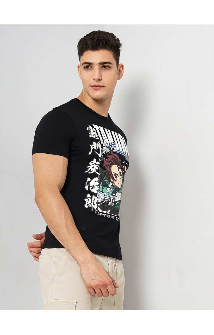 Demon Slayer - Black Round Neck Short Sleeves Cotton Tshirt XXS