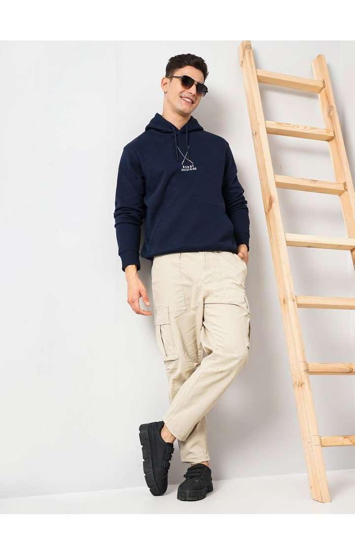 Demon Slayer - Navy Graphic Printed Cotton Hooded Sweatshirt XS