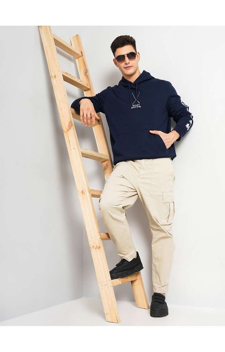 Demon Slayer - Navy Graphic Printed Cotton Hooded Sweatshirt XS