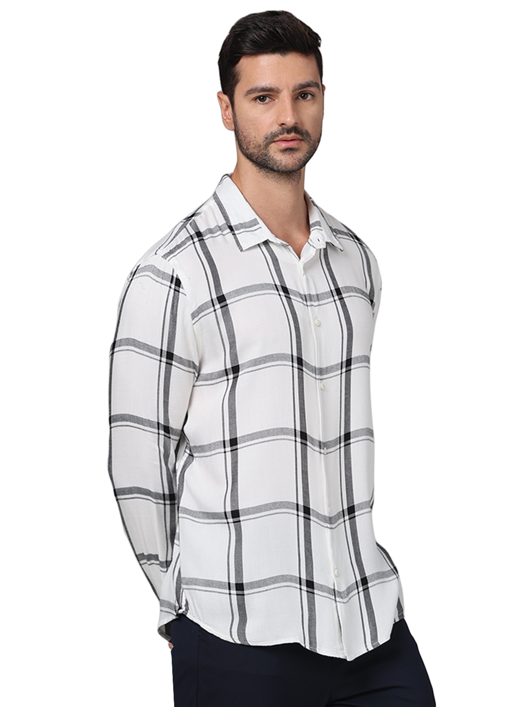 Celio Men Beige Checked Regular Fit Viscose Rayon Soft Touch Casual Shirt