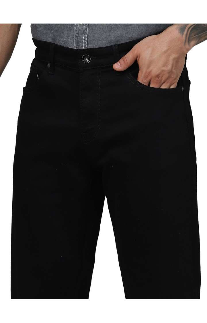 Celio Men Black Solid Straight Fit Cotton Twill Denim and Stay Black Jeans