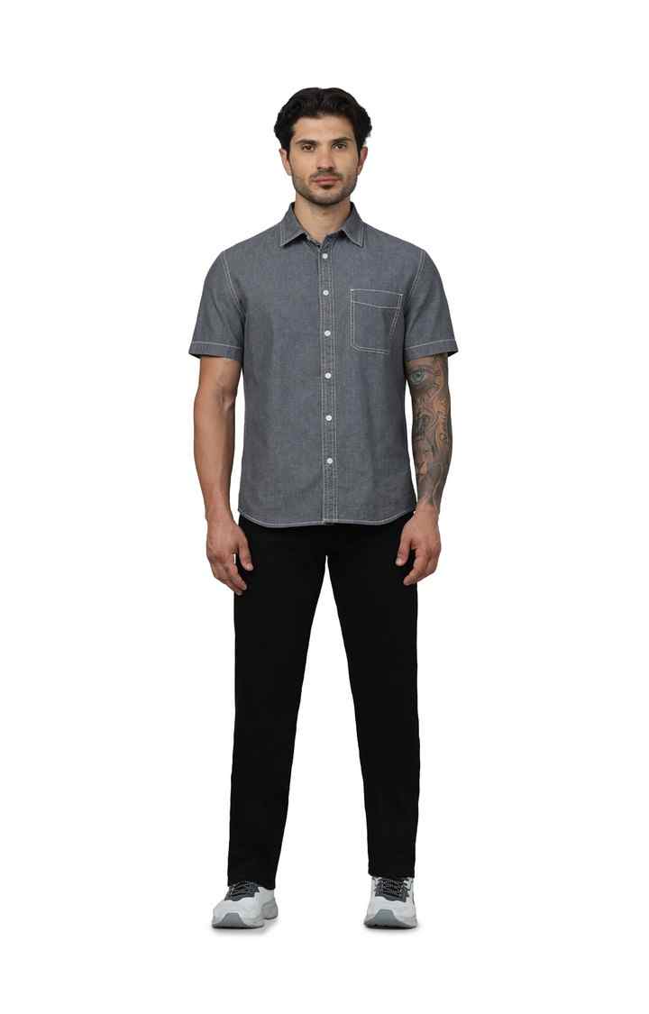 Celio Men Black Solid Straight Fit Cotton Twill Denim and Stay Black Jeans