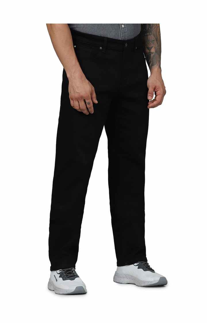 Celio Men Black Solid Straight Fit Cotton Twill Denim and Stay Black Jeans