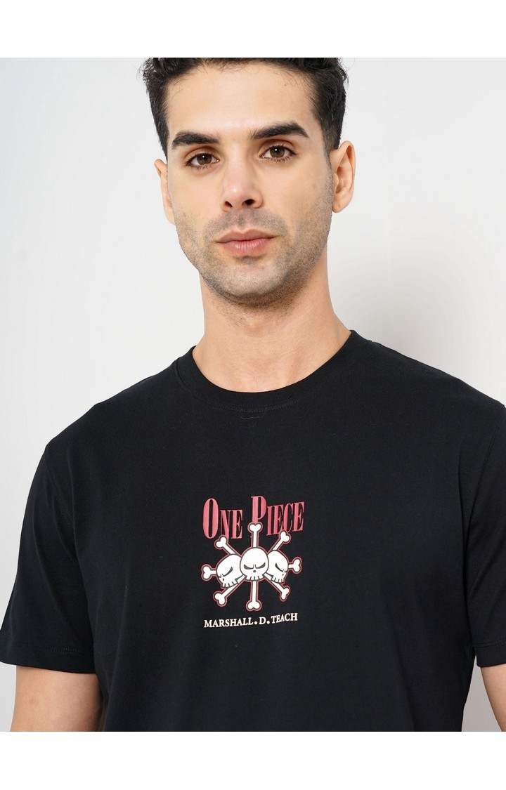 Celio Men Black Printed Regular Fit Cotton One Piece Tshirts