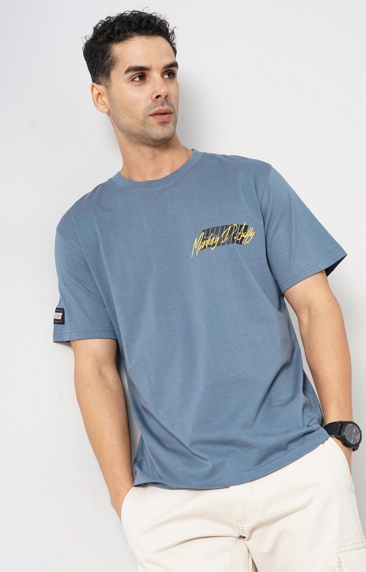 celio | Celio Men Blue Printed Regular Fit Cotton One Piece Tshirts