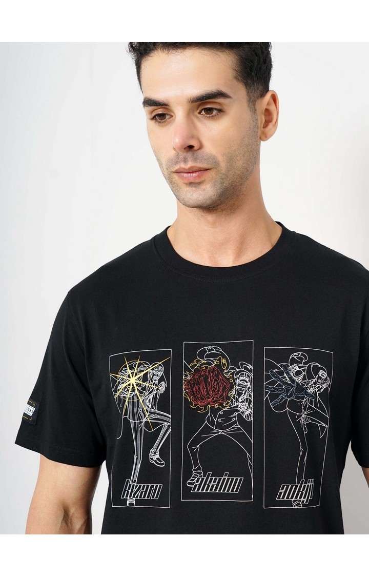 Celio Men Black Printed Regular Fit Cotton One Piece Tshirts