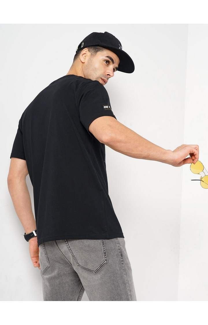 Celio Men Black Printed Regular Fit Cotton One Piece Tshirts