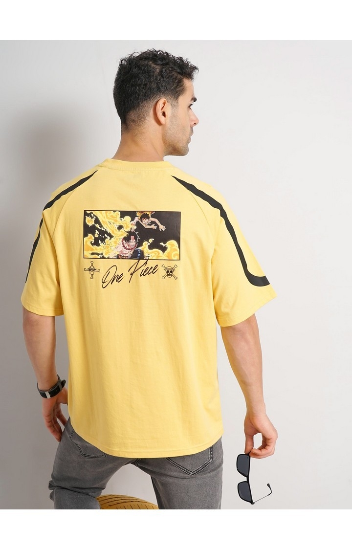 Celio Men Yellow Printed Regular Fit Cotton One Piece Tshirts