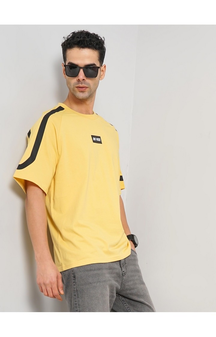 Celio Men Yellow Printed Regular Fit Cotton One Piece Tshirts