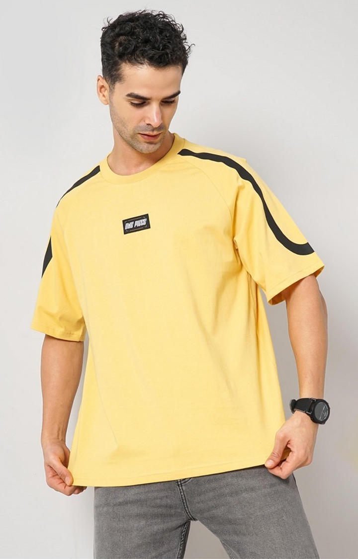celio | Celio Men Yellow Printed Regular Fit Cotton One Piece Tshirts
