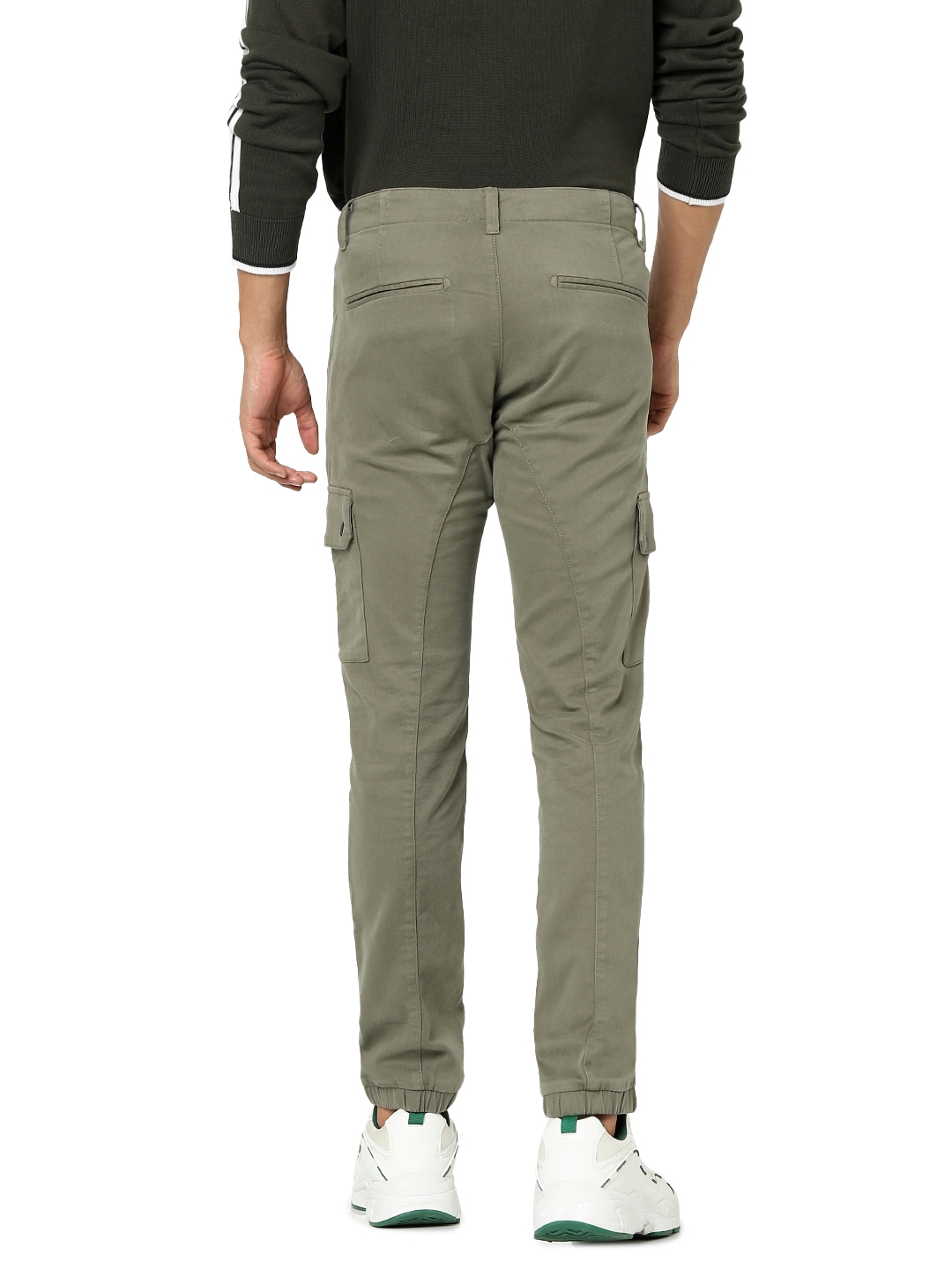 celio | Celio Men Green Solid Loose Fit Cotton Cargo Casual Trouser 2