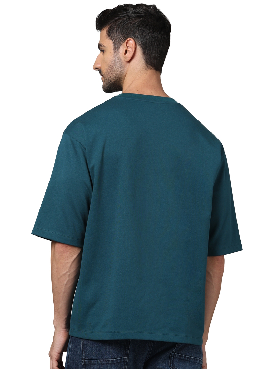 Celio Men Green Solid Oversized Cotton Fashion Tshirts