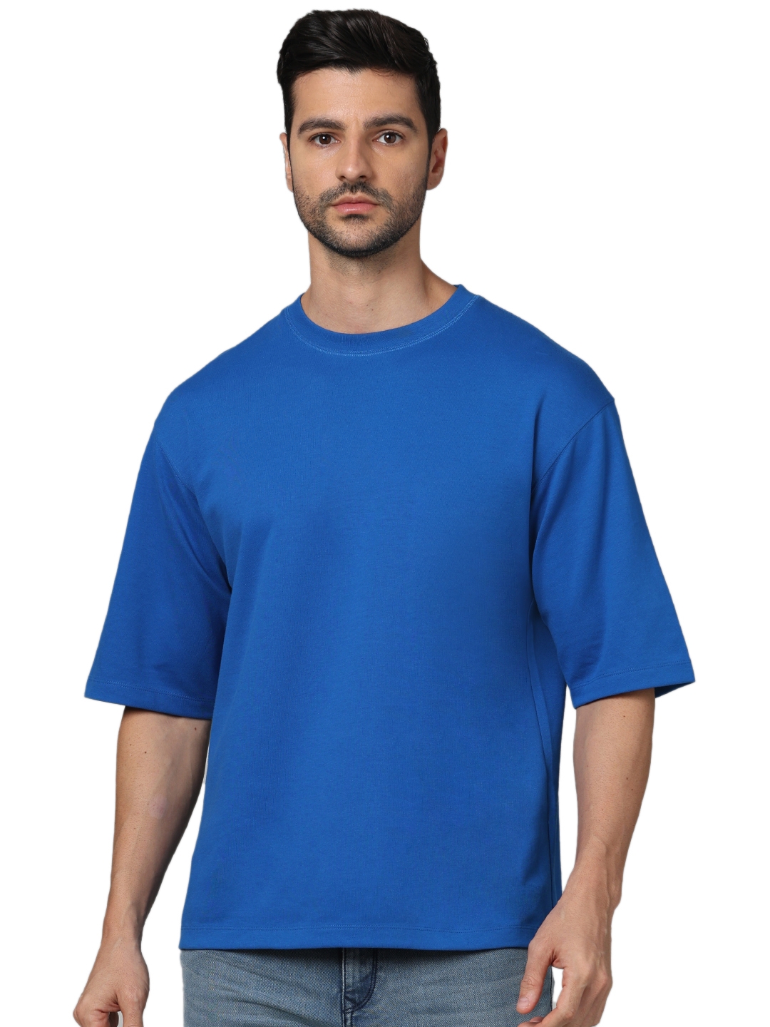 celio | Celio Men Blue Solid Oversized Cotton Fashion Tshirts