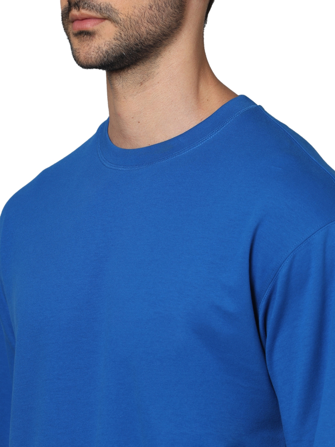 Celio Men Blue Solid Oversized Cotton Fashion Tshirts