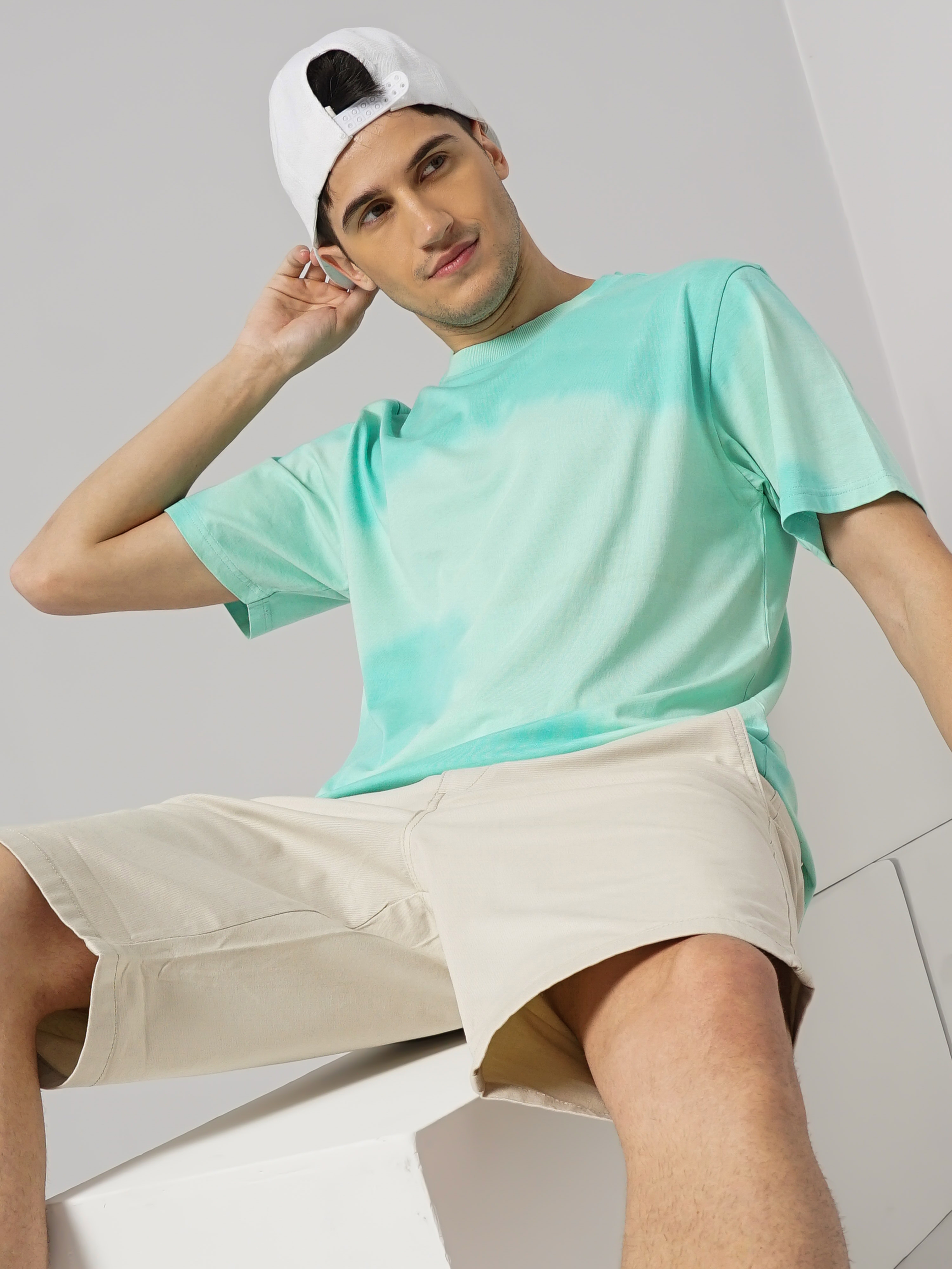 Celio Men Green Regular Fit Cotton All Over Print T-Shirt