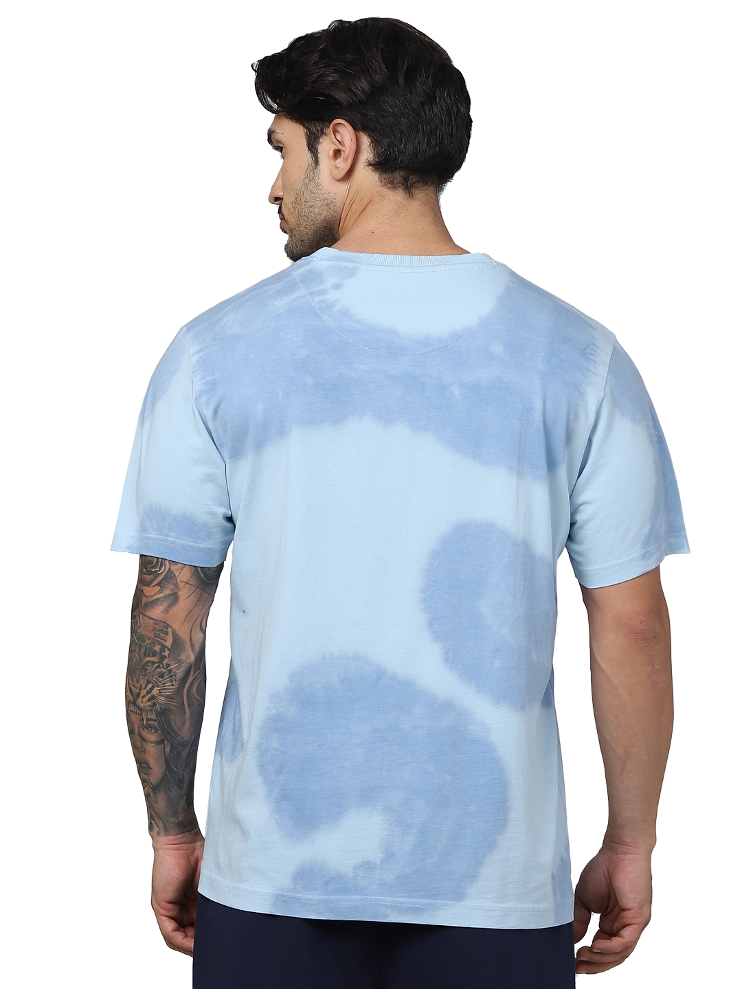 Celio Men Blue Regular Fit Cotton All Over Print Tshirts
