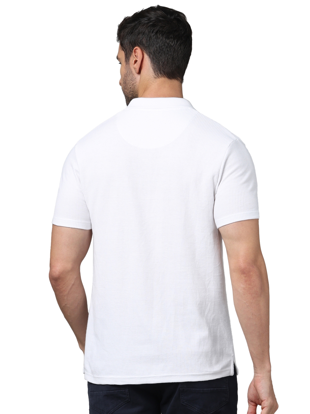Celio Men White Solid Regular Fit Cotton Basic Polo Tshirts