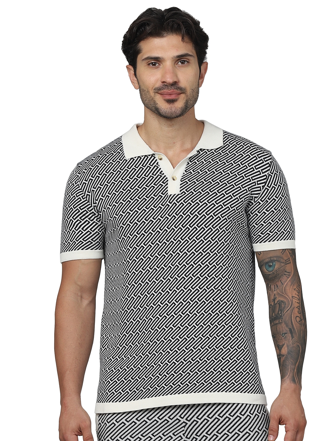 celio | Celio Men Black Graphics Regular Fit Cotton Flat Knit Tshirts