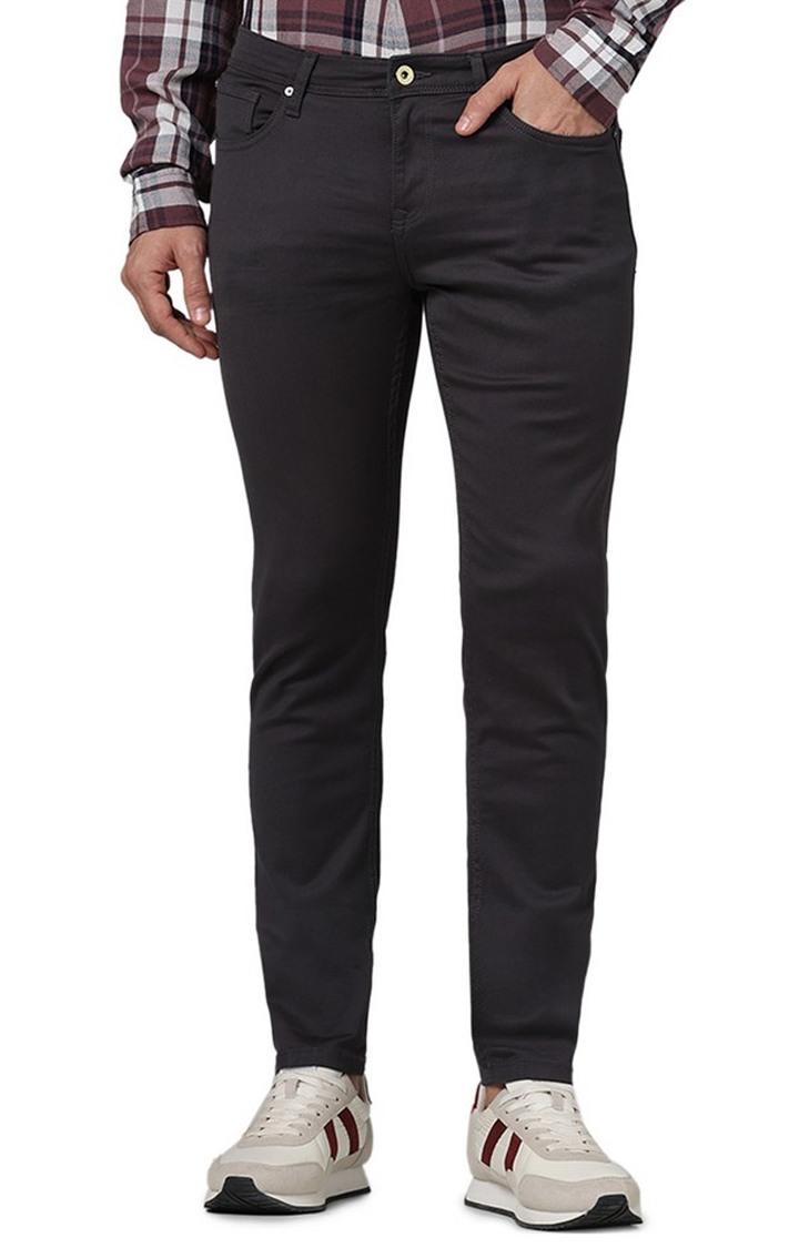 Celio Men Grey Solid Slim Fit Cotton Colored Denim Jeans