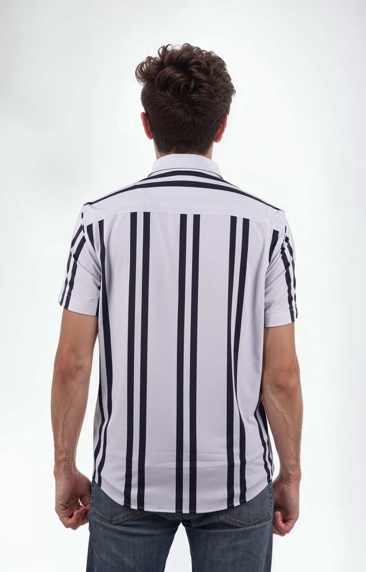 Celio Men White Striped Regular Fit Nylon Casual Shirts