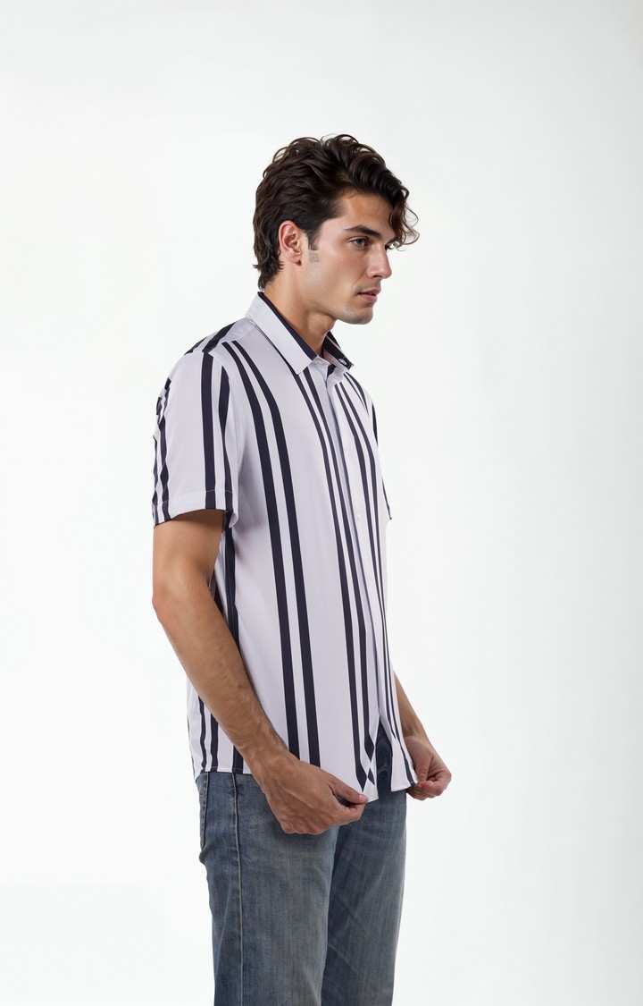 Celio Men White Striped Regular Fit Nylon Casual Shirts