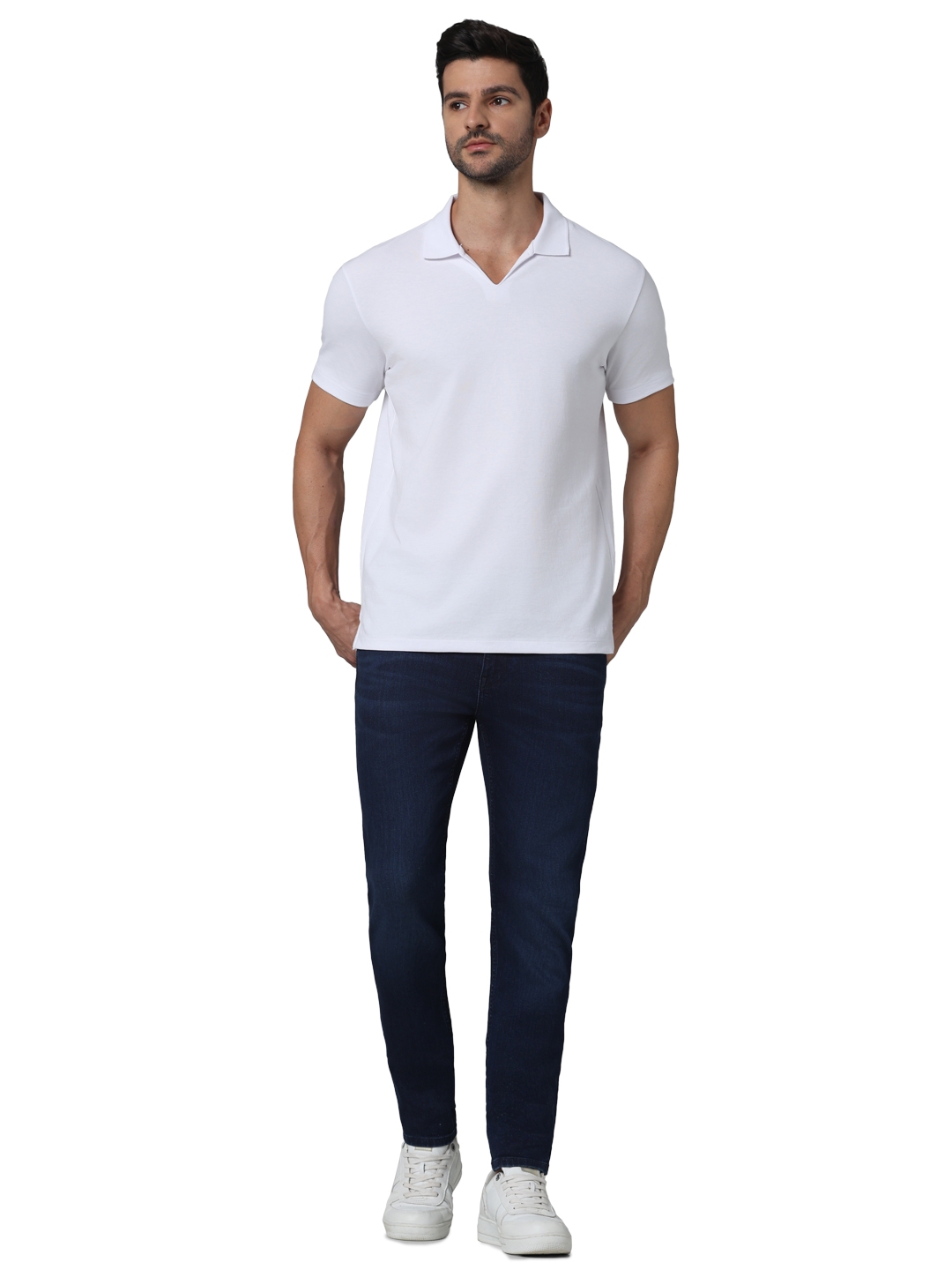 Celio Men Off White Solid Regular Fit Cotton Basic Polo Tshirt