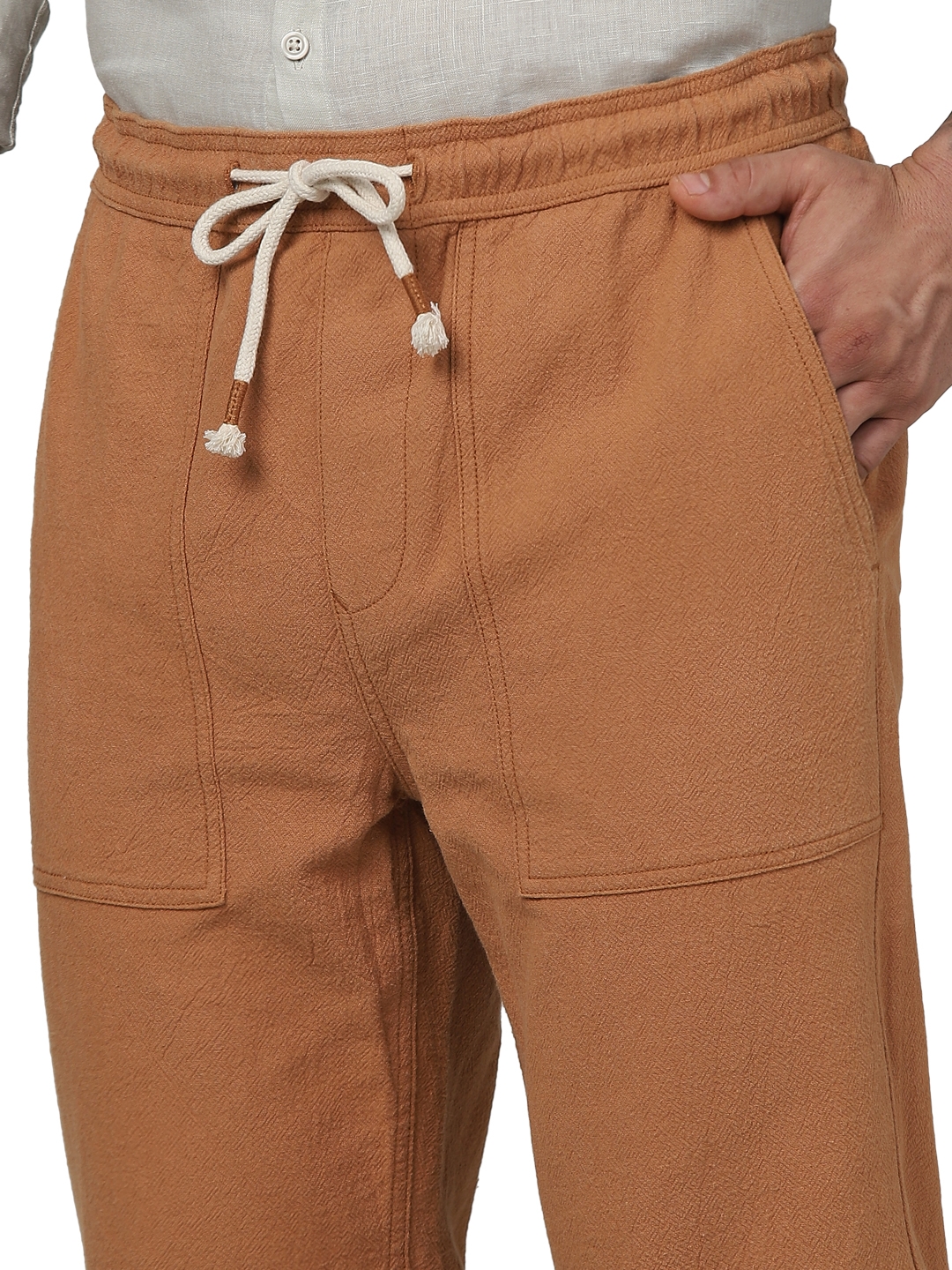 Celio Men Red Solid Loose Fit Cotton Fashion Jog Trousers
