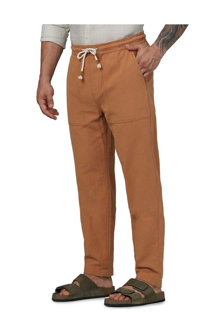 Celio Men Red Solid Loose Fit Cotton Fashion Jog Trousers
