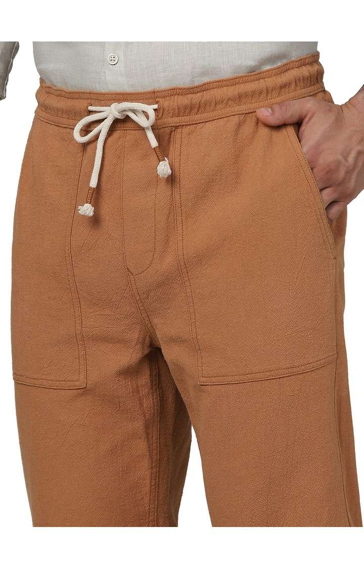 Celio Men Red Solid Loose Fit Cotton Fashion Jog Trousers