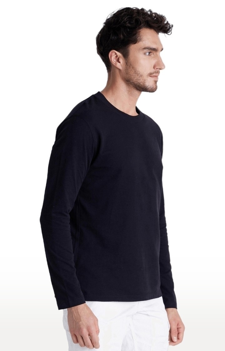 Celio Men Black Solid Regular Fit Pure Cotton Jersey Tshirt