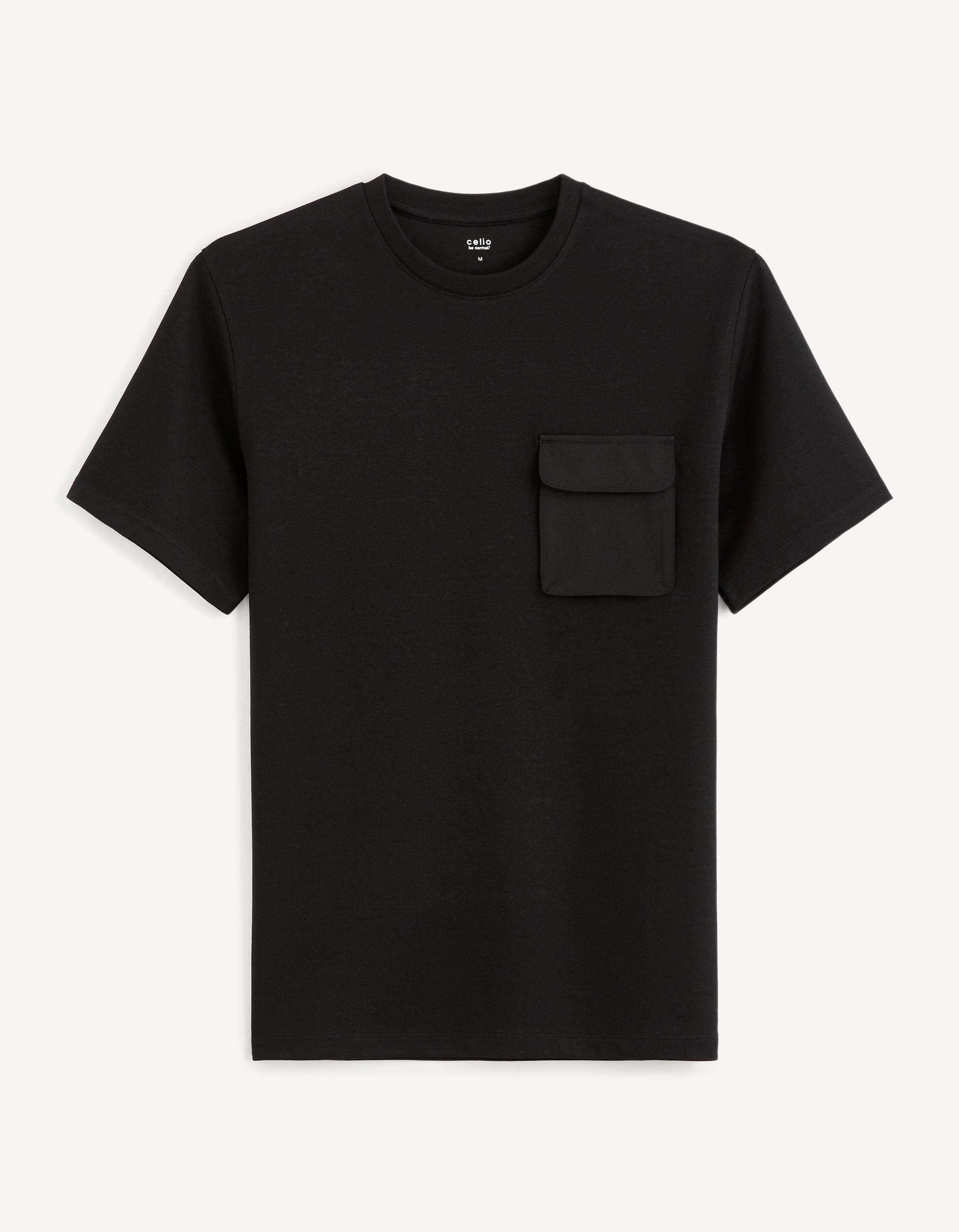 celio | Celio Men Black Solid Regular Fit BLENDED Fashion Tshirt