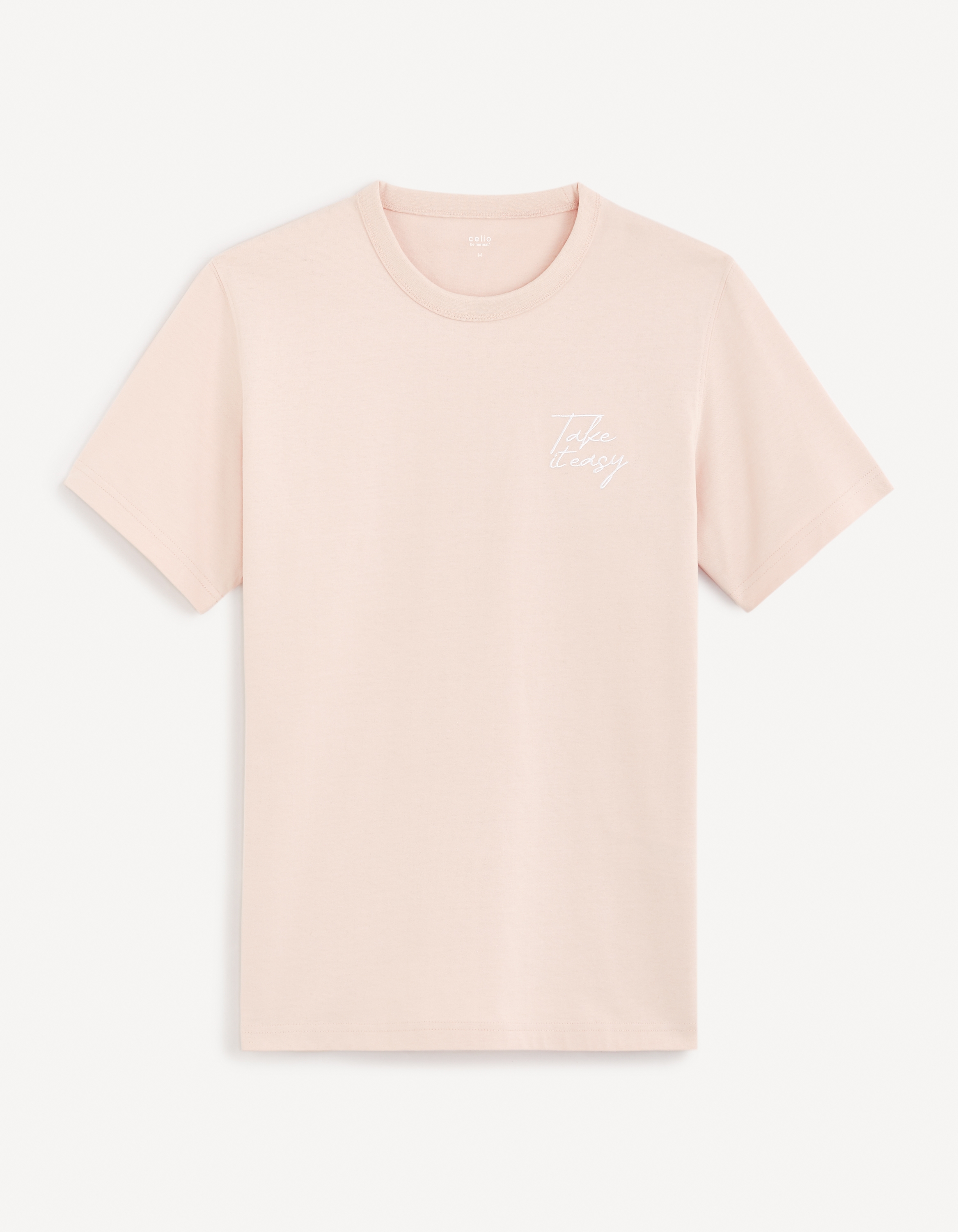 celio | Celio Men Pink Solid Regular Fit Cotton Graphic Tshirt
