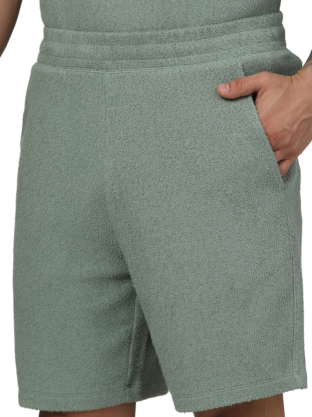 Celio Men Khaki Solid Regular Fit Cotton Fashion Casual Shorts