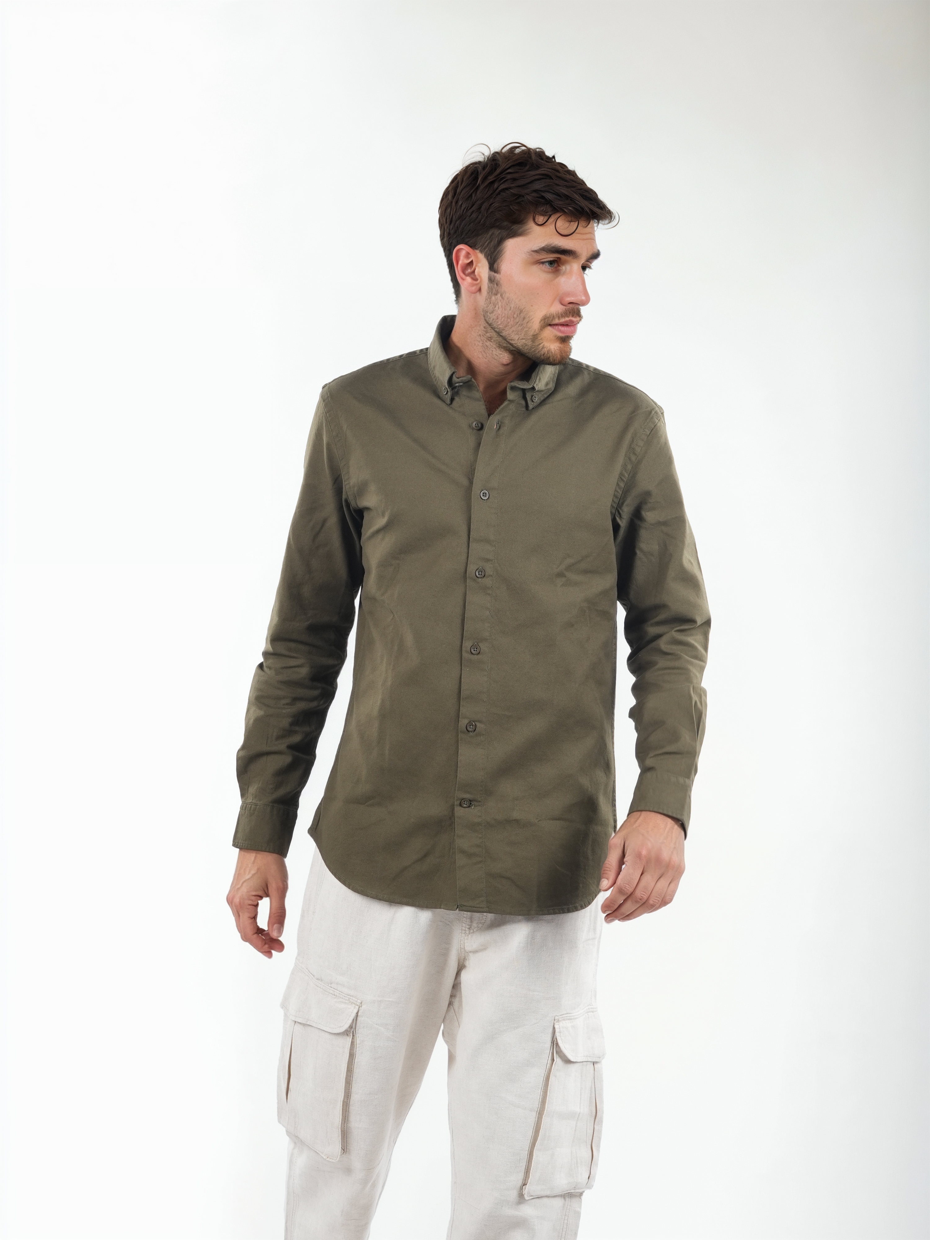 celio | Celio Men Green Solid Regular Fit Cotton Casual Shirts