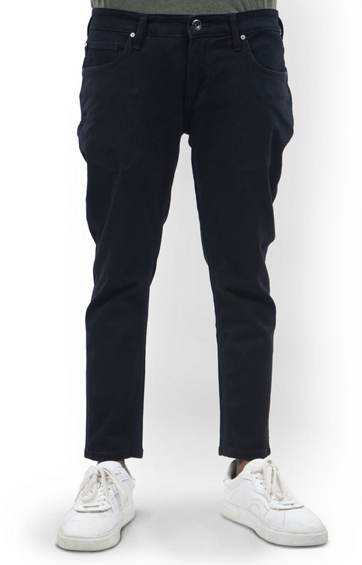 celio | Celio Men Black Solid Skinny Fit Cotton Ankle Lengh Jeans
