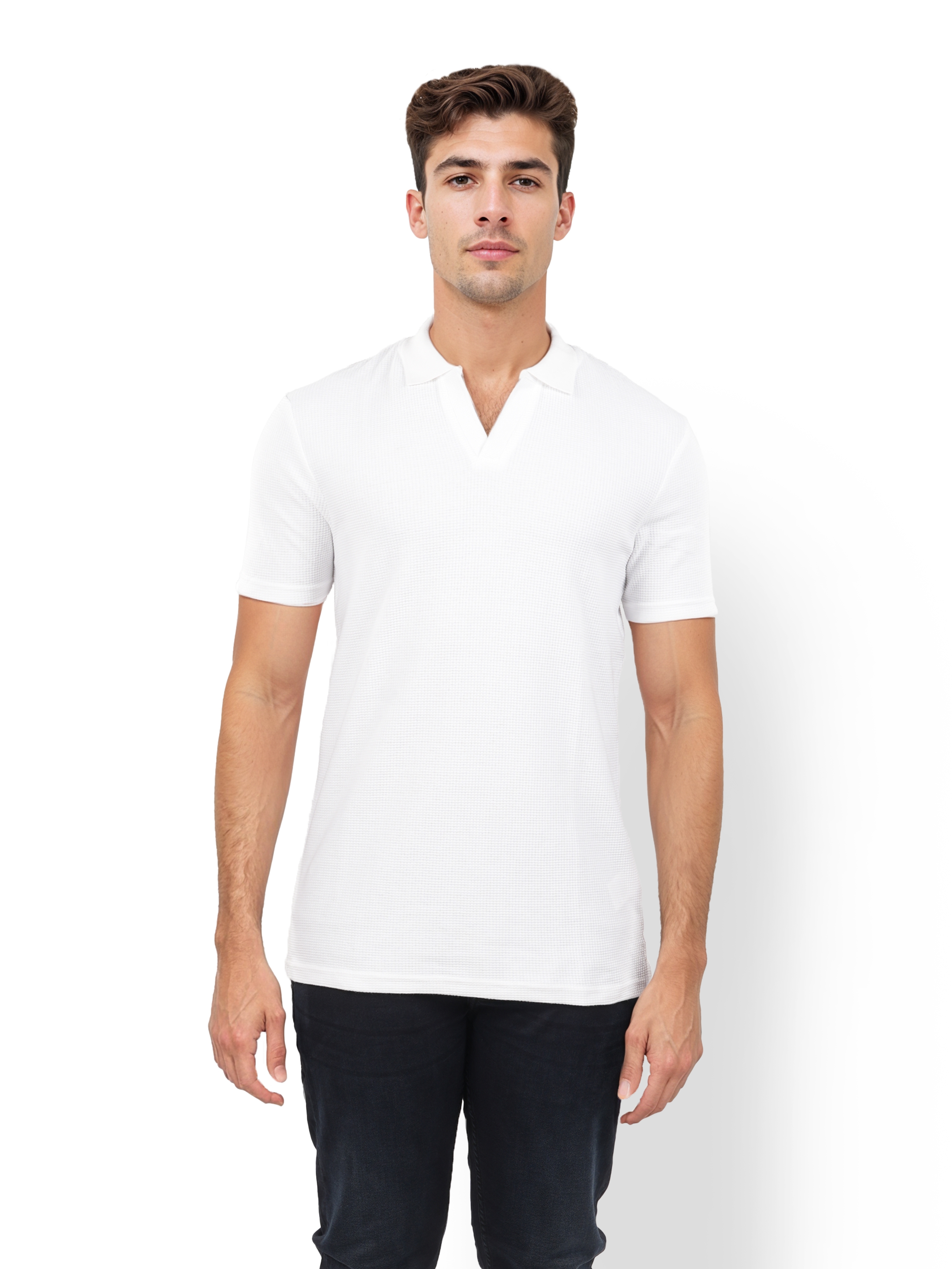 celio | Celio Men White Solid Regular Fit Cotton Structured Tshirts