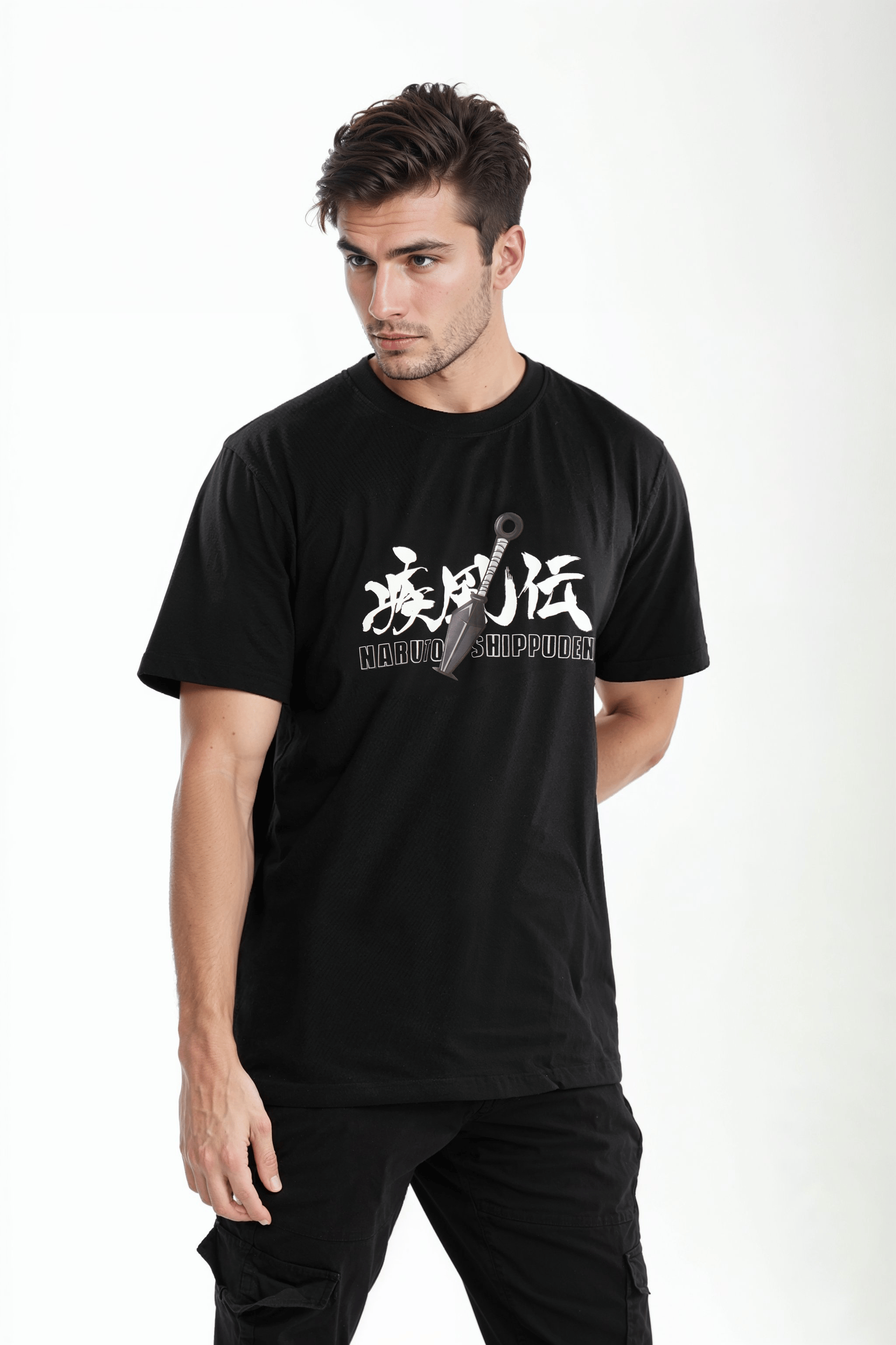 celio | SASUKE- Black Printed Cotton T- Shirt (LJENARUIN)