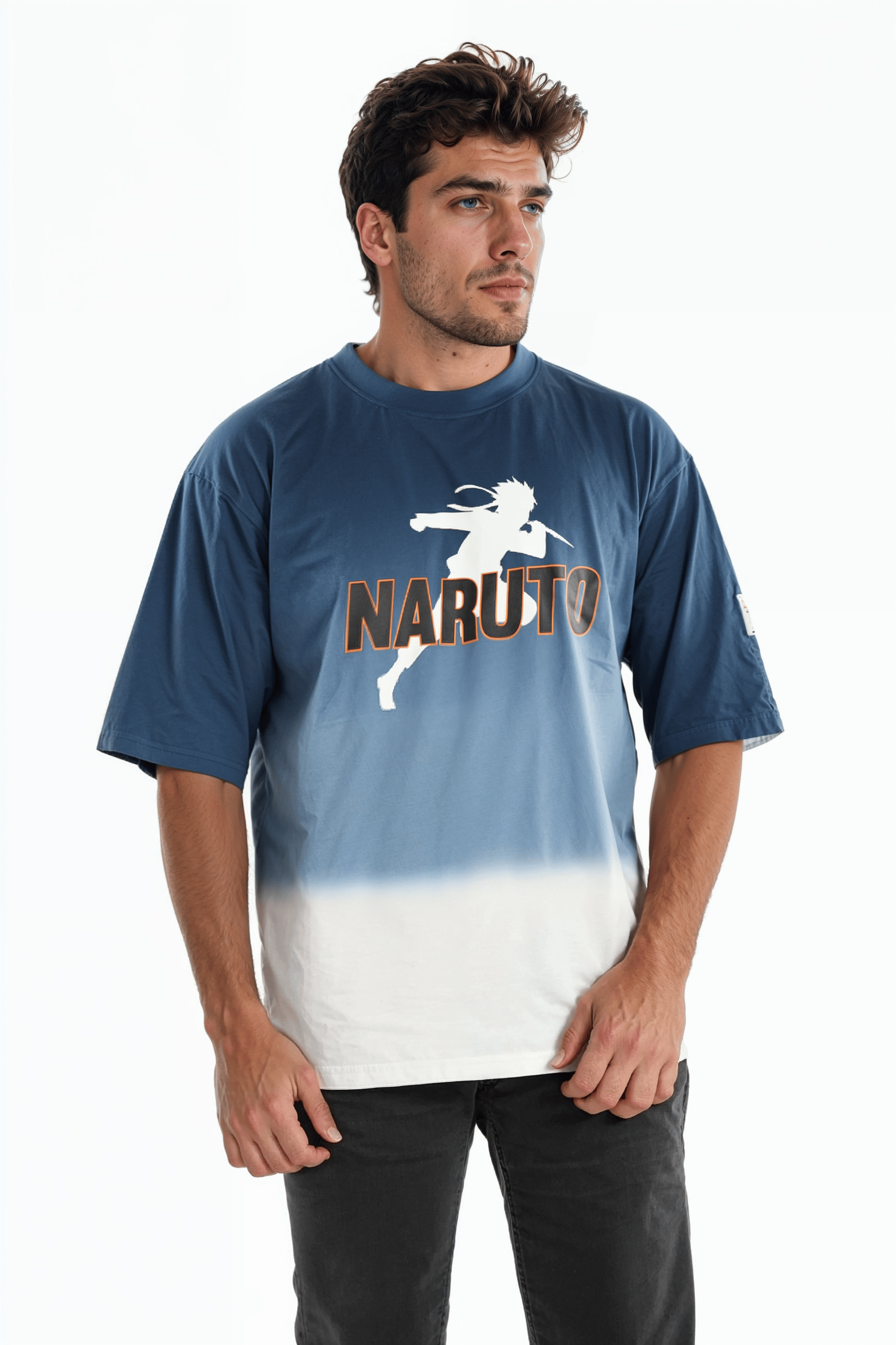 celio | Naruto- Blue Printed Cotton T- Shirt (LJENARUIN)