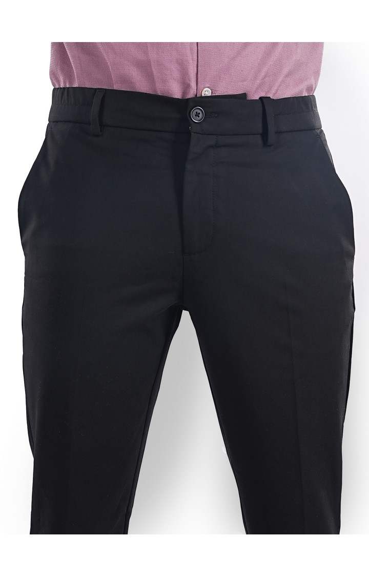 Celio Men Black Solid Slim Fit Polyester Fashion Trousers