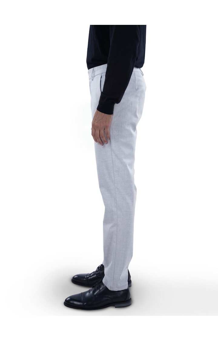 Celio Men Grey Solid Slim Fit Polyester Fashion Trousers