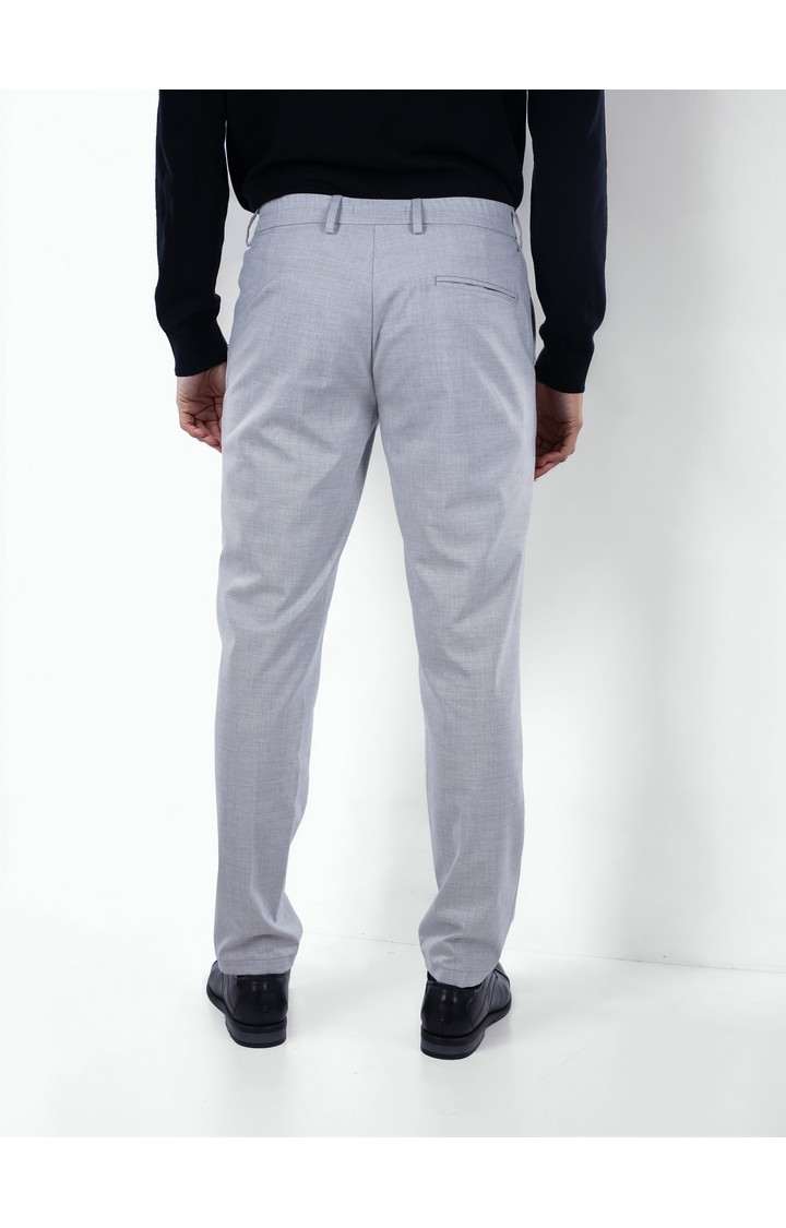 Celio Men Grey Solid Slim Fit Polyester Fashion Trousers