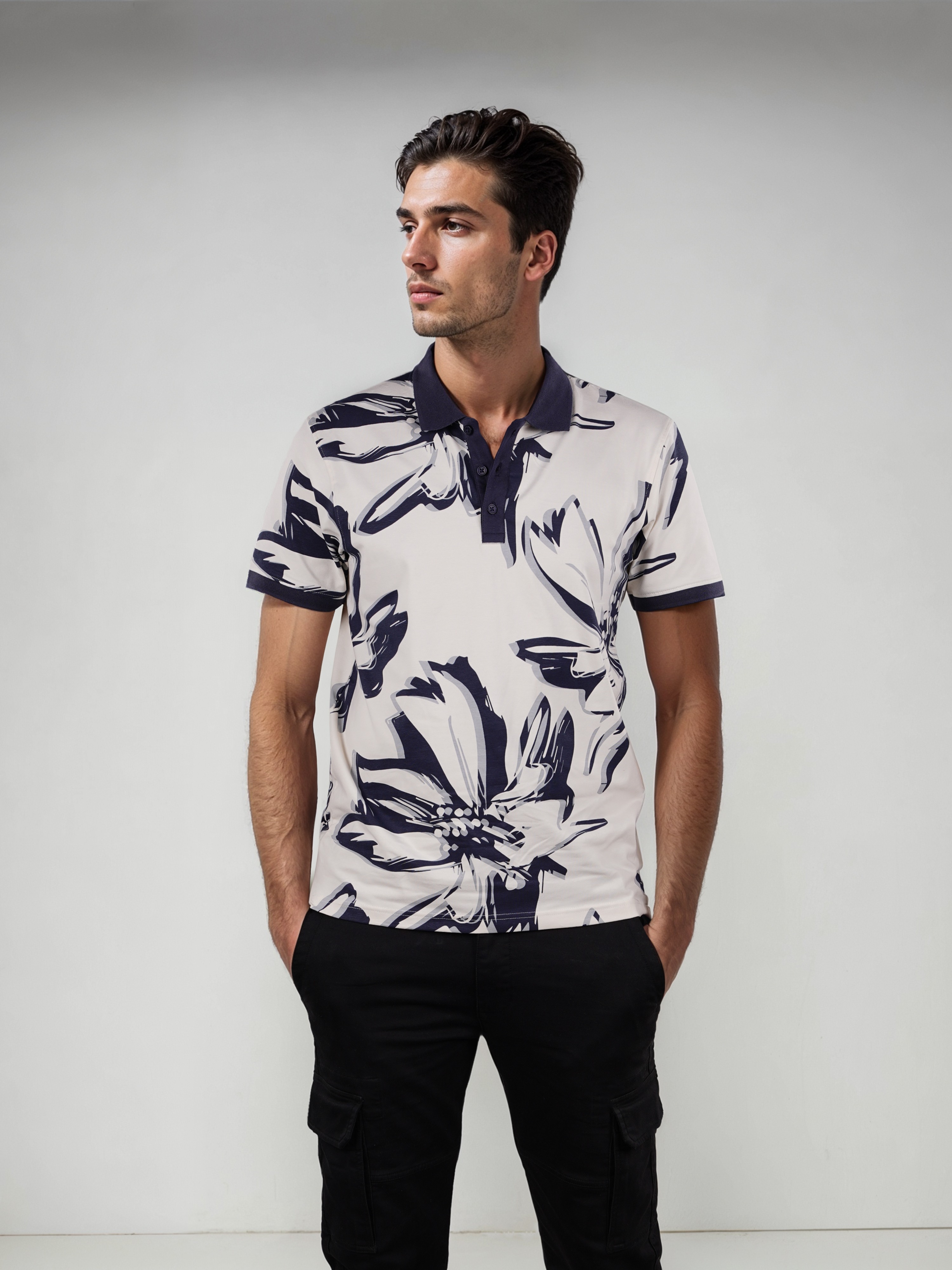 Celio Men White Regular Fit Cotton Floral Print Tshirts