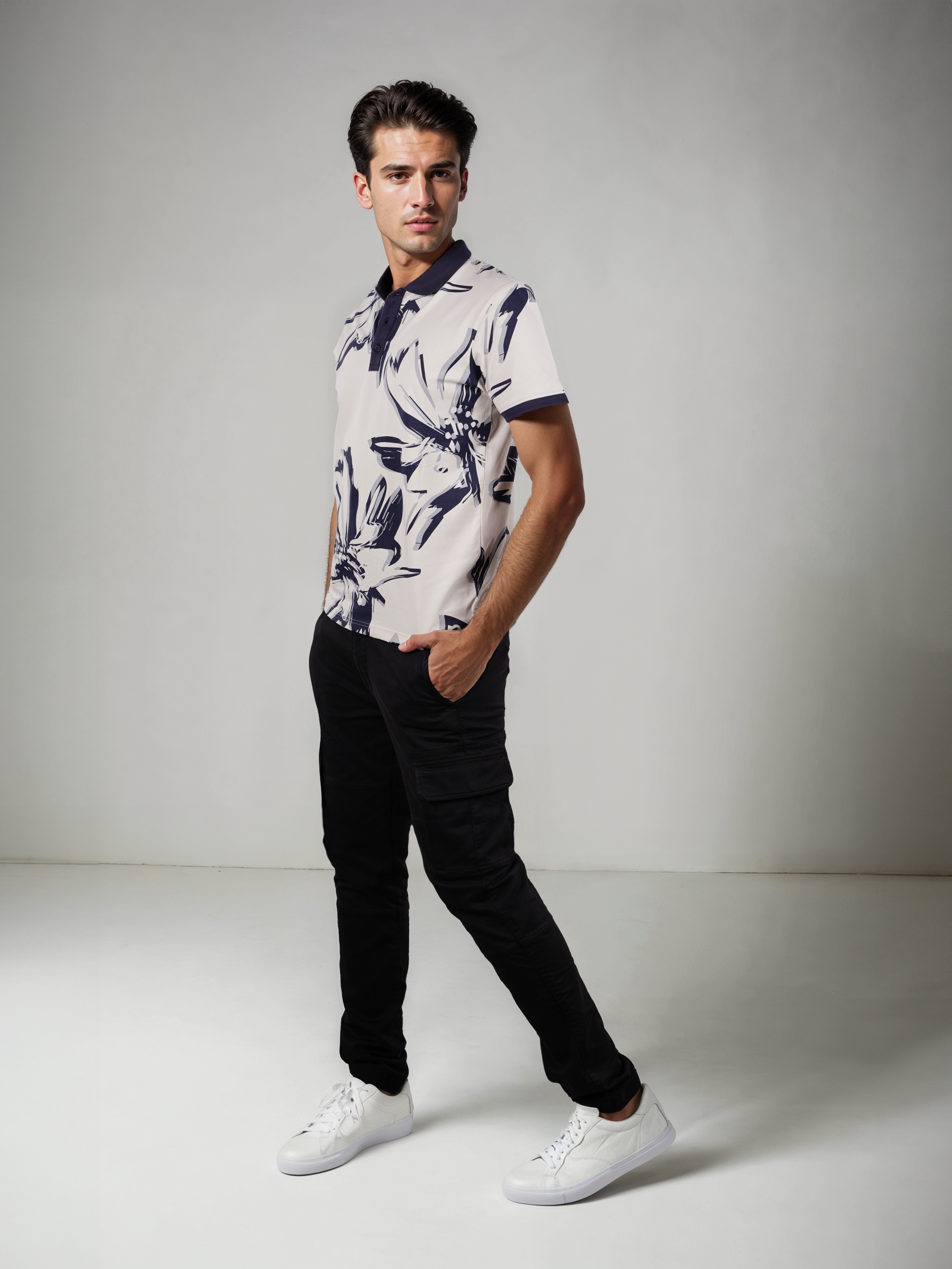 Celio Men White Regular Fit Cotton Floral Print Tshirts