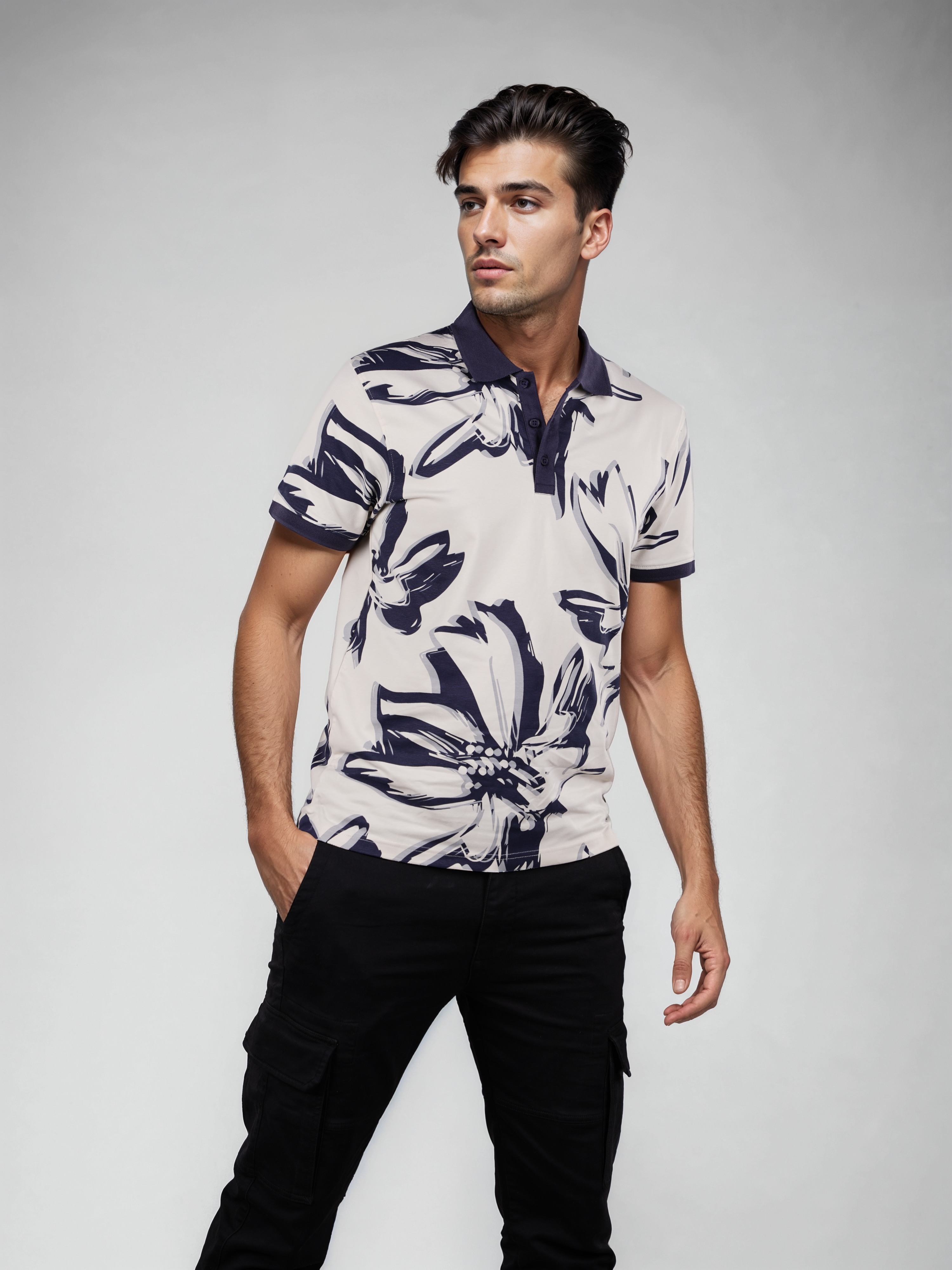 Celio Men White Regular Fit Cotton Floral Print Tshirts