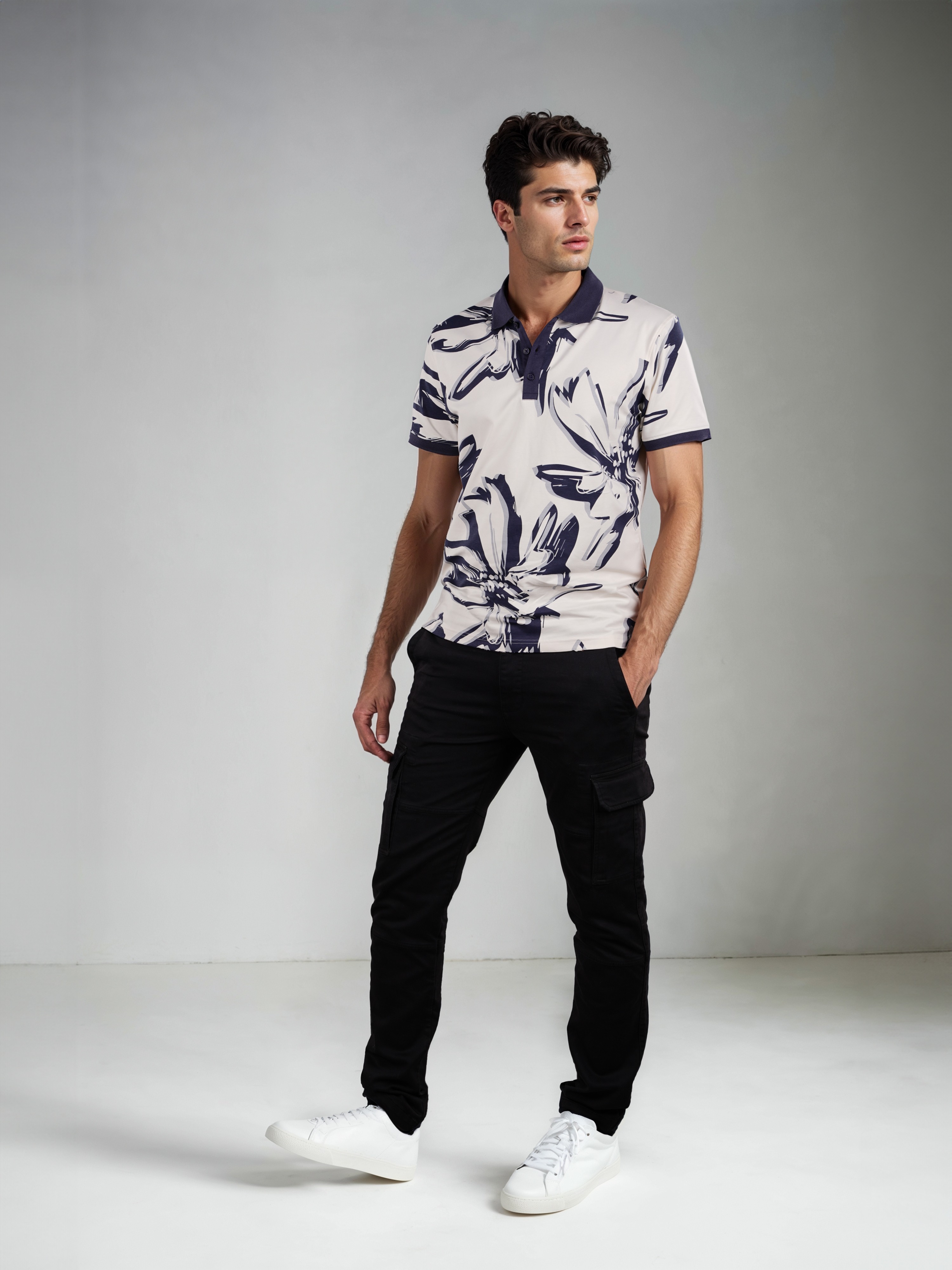 Celio Men White Regular Fit Cotton Floral Print Tshirts