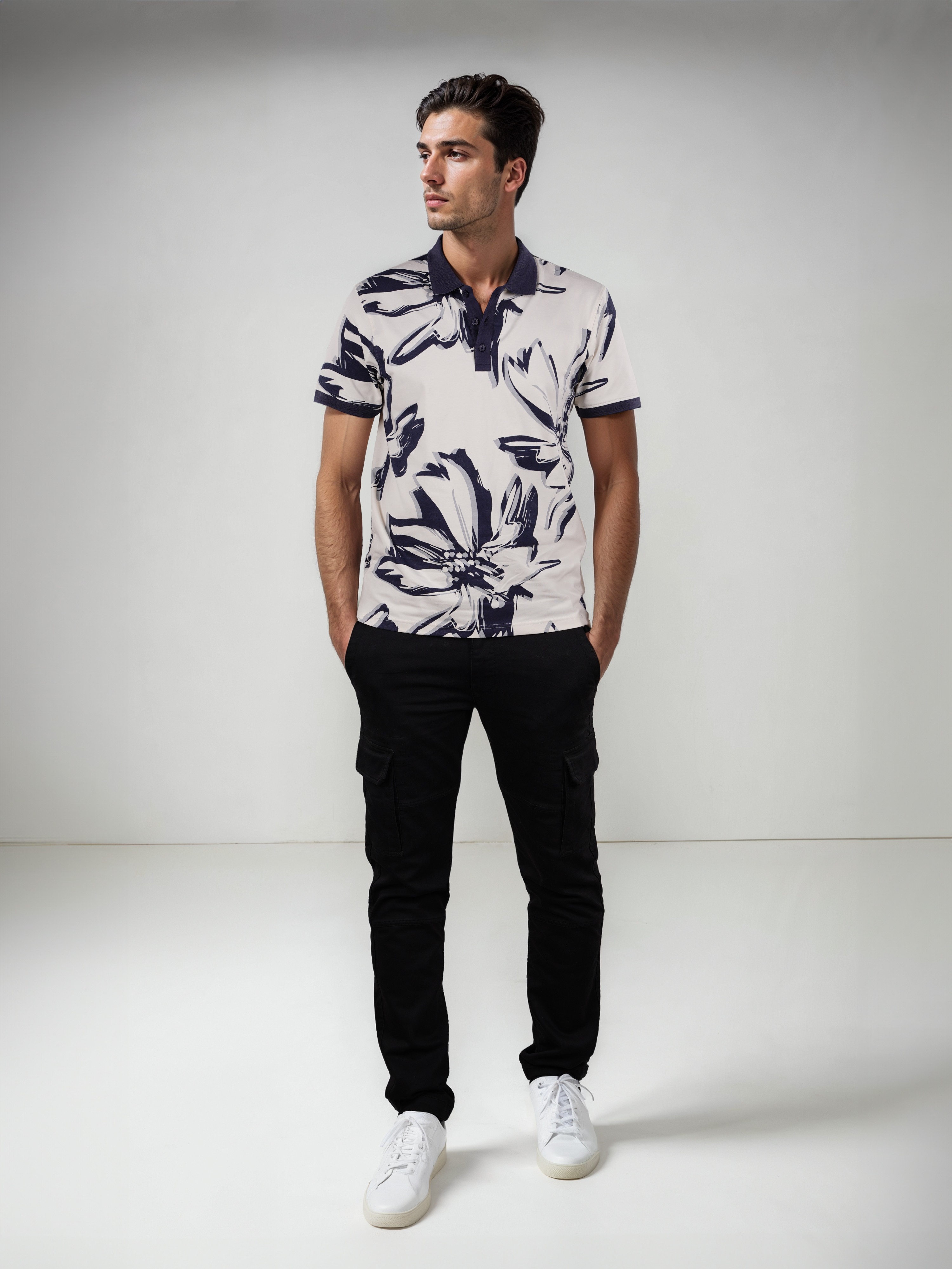 Celio Men White Regular Fit Cotton Floral Print Tshirts